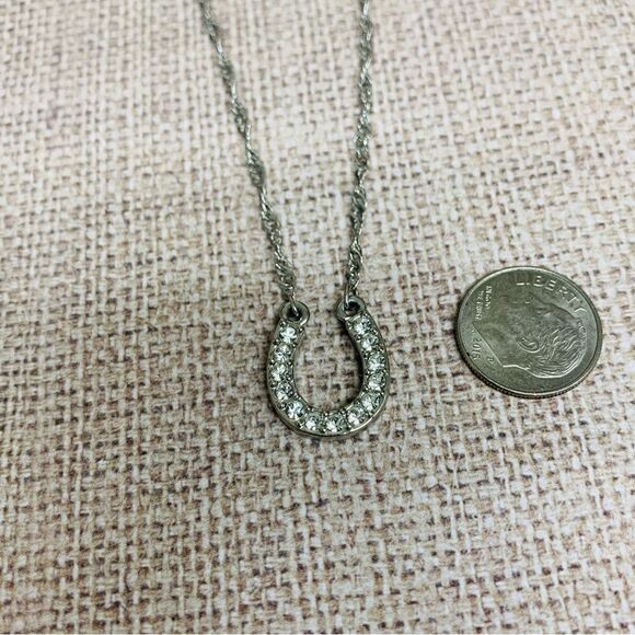 Silver Crystal Horseshoe Necklace - Picture 2 of 3
